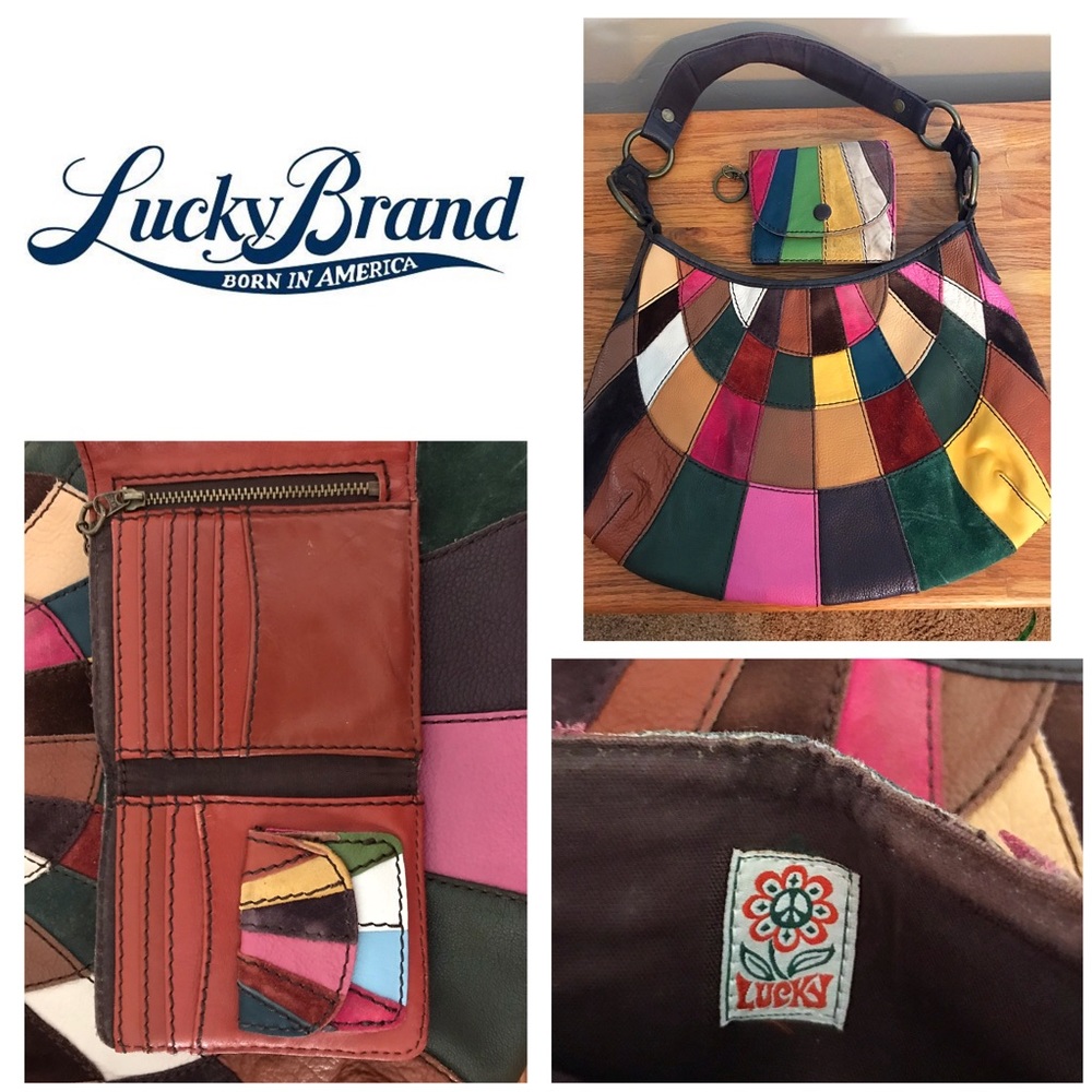 Lucky Brand Multicolor Patchwork Shoulder Bag and wallet